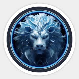 Blue 3D Lions Head Sticker